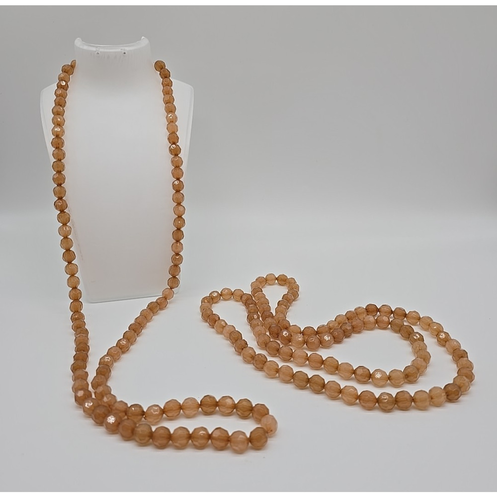 Set of 2 Layering Pieces Cream Soda Faceted Acrylic Strung Beads 38" Necklaces